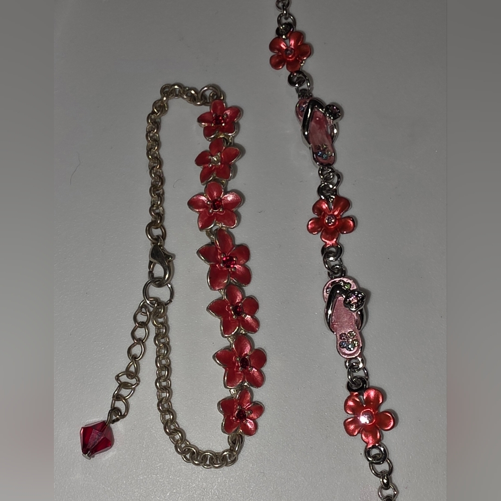 Hawaiian Flower Bracelet & Anklet Set